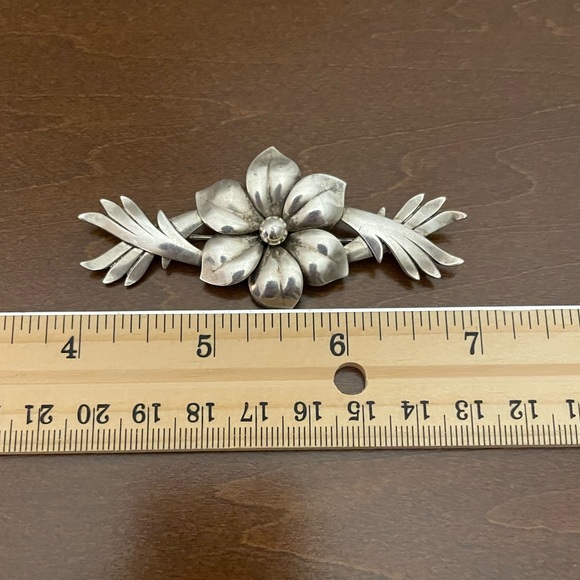 Vintage Harry S Bick HSB Sterling silver floral leaves statement brooch pin - Picture 5 of 6